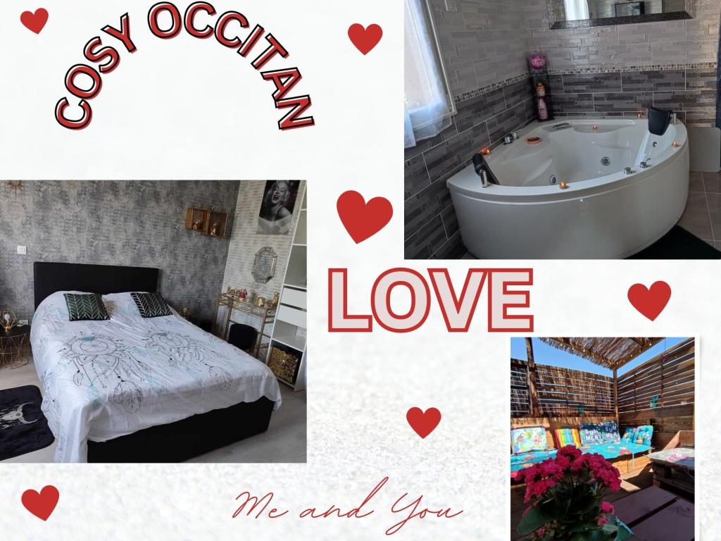 COSY OCCITAN  Carcassonne gite classé 3 * indépendant  baignoire balneo  2/4 personnes terrasse sur terrain clos bien situé