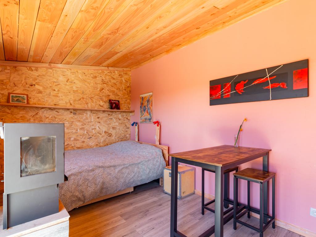 Tiny House vue Pyrénées dans une ferme bio