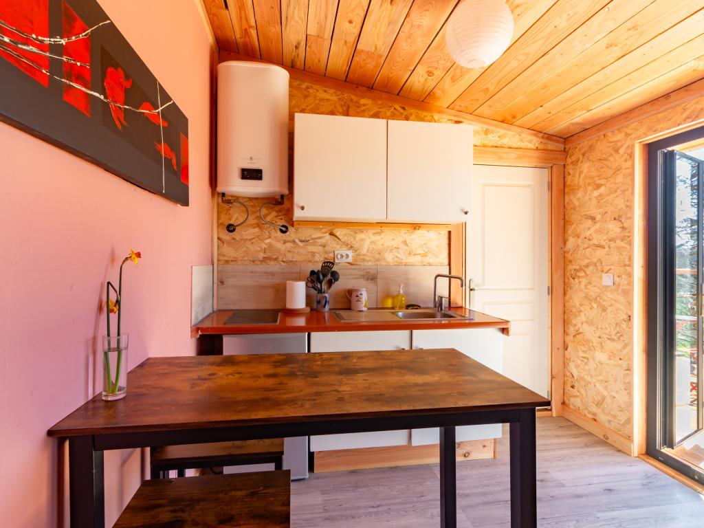 Tiny House vue Pyrénées dans une ferme bio