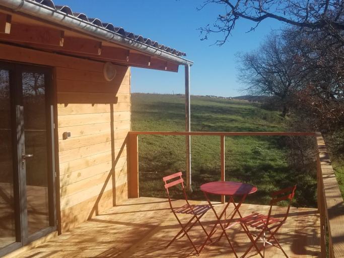 Tiny House vue Pyrénées dans une ferme bio